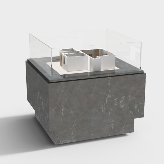 Contemporary Grey Marble Showcase 3D model