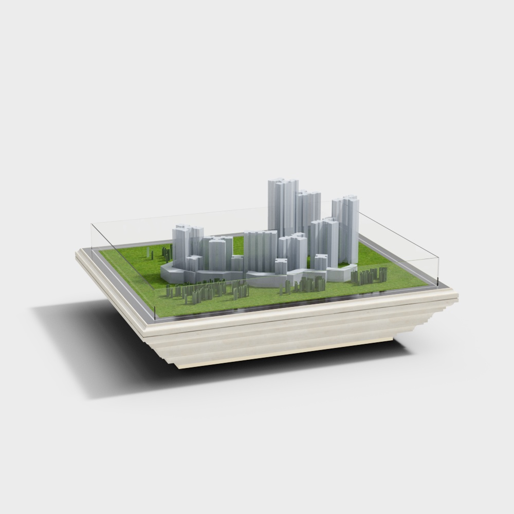 Modern Low-Poly Cityscape 3D Model