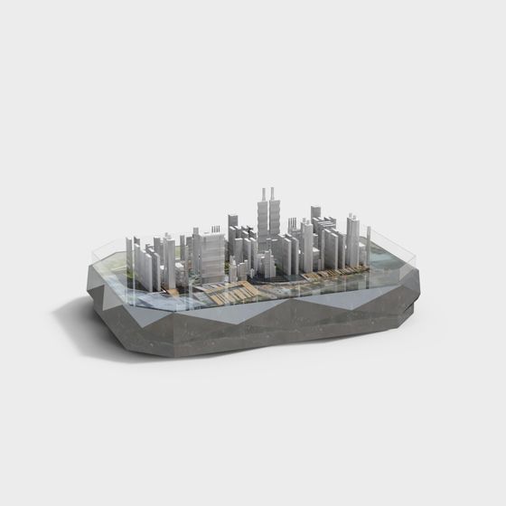 Low-Poly Futuristic Cityscape 3D model