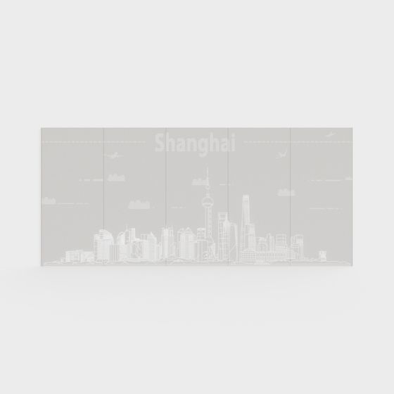 Minimalist Shanghai Skyline 3D model