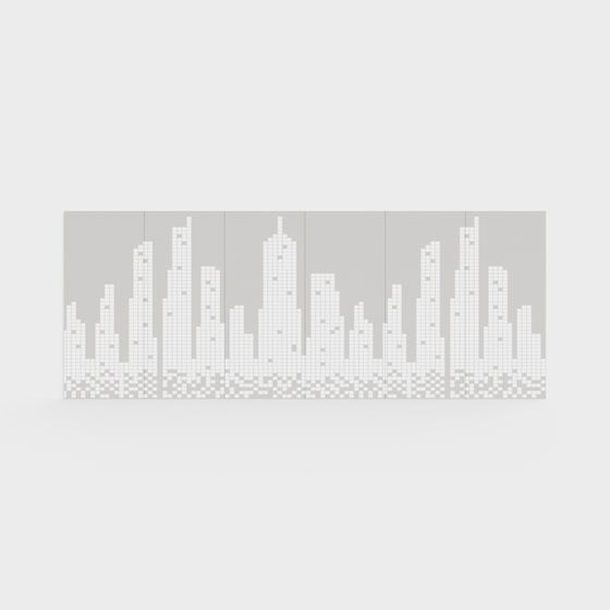 Pixel City Low-Poly Skyline 3D Model