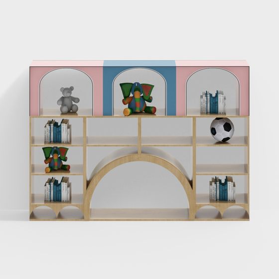 Unique Low-Polygon Style Bookshelf 3D model