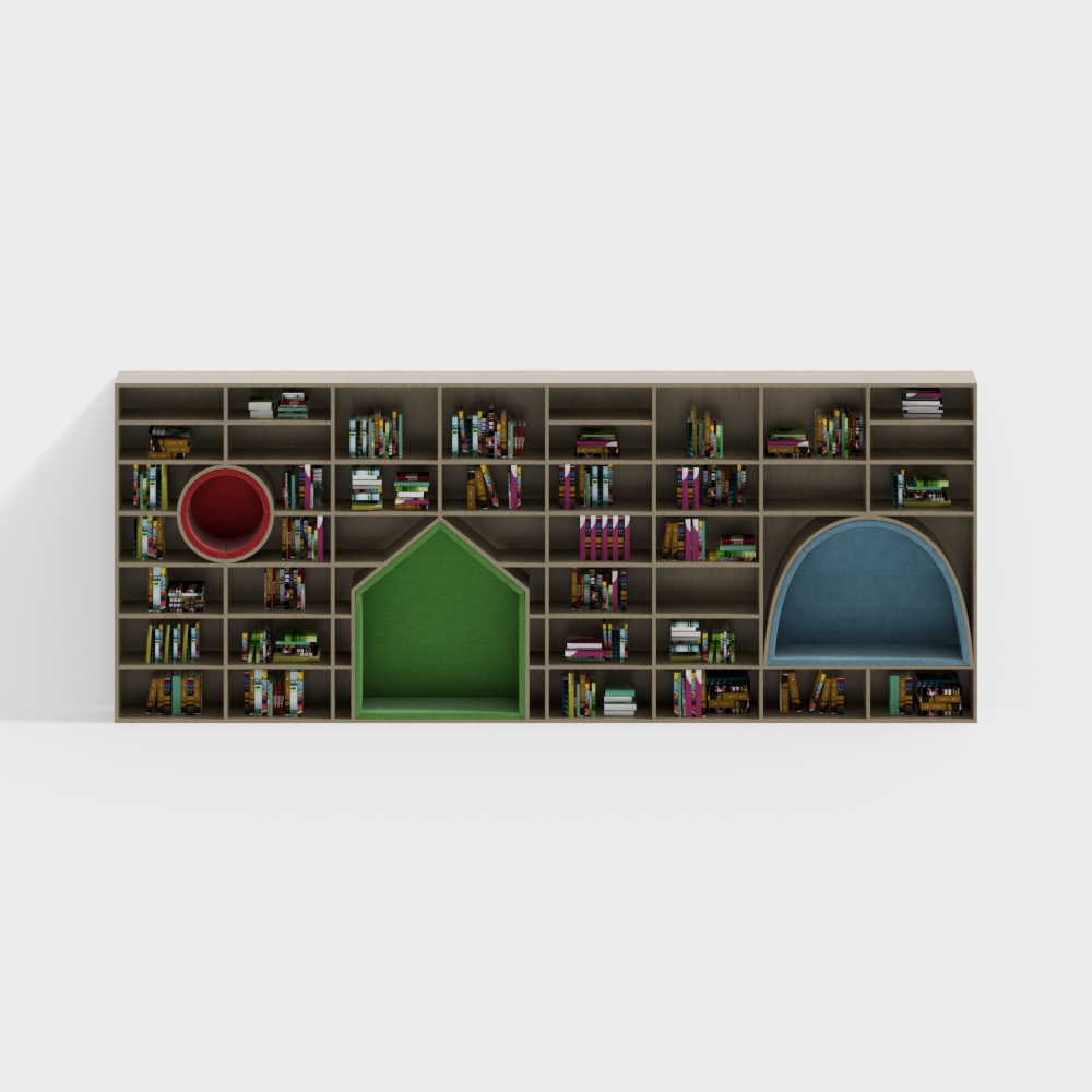 Stylish Low-Poly Bookshelf 3D model