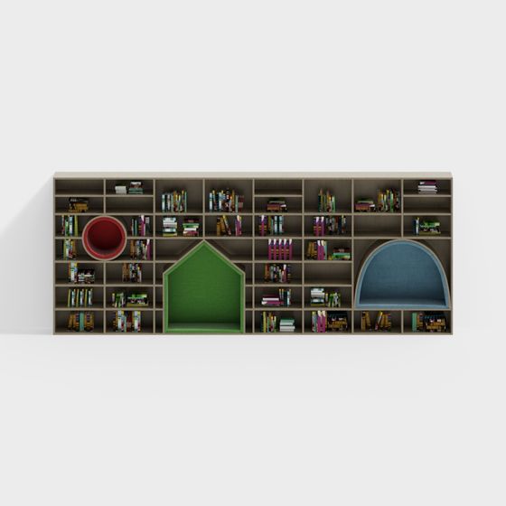 Modern Low-Polygon Bookshelf 3D model