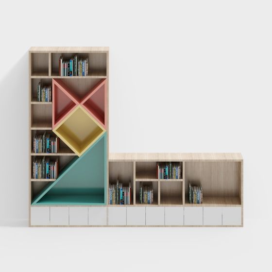 Reading room high and low bookshelf combination