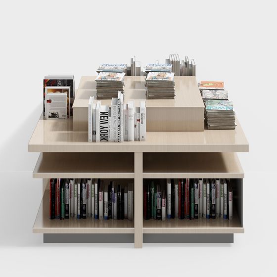 Stylish Low-Poly Bookshelf 3D model for Modern Interiors