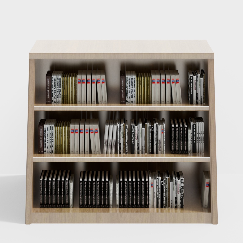 Three-dimensional triangular tapered bookshelf in the reading room