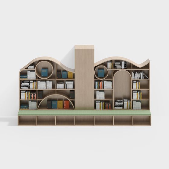 Contemporary Bookshelf 3D model for Creative Spaces