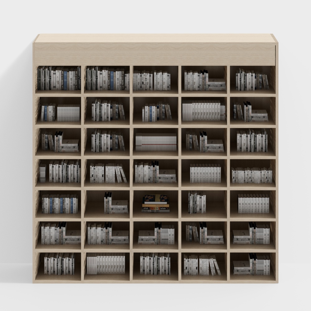 ชั้นวางหนังสือห้าชั้นหลายชั้น