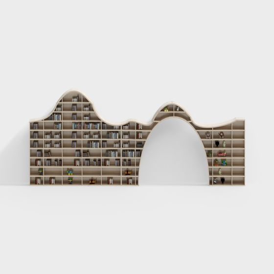 큰 파도 모양의 문형 책장