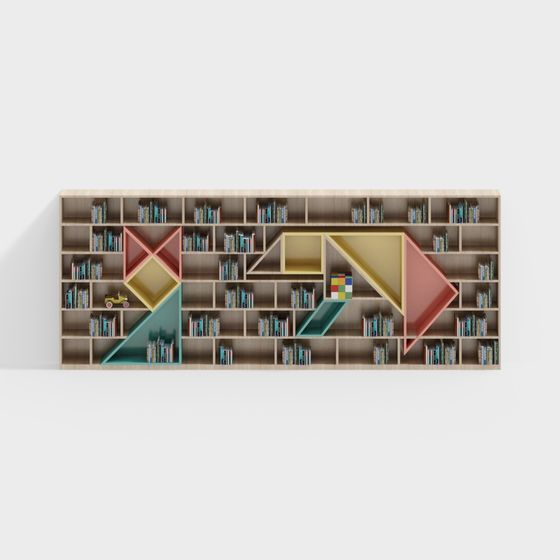 Colorful Geometric Bookshelf 3D model