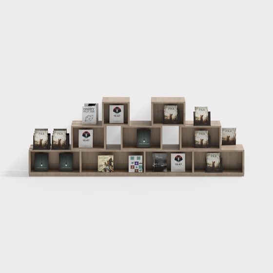 Elegant Low-Poly 3D Bookshelf Model