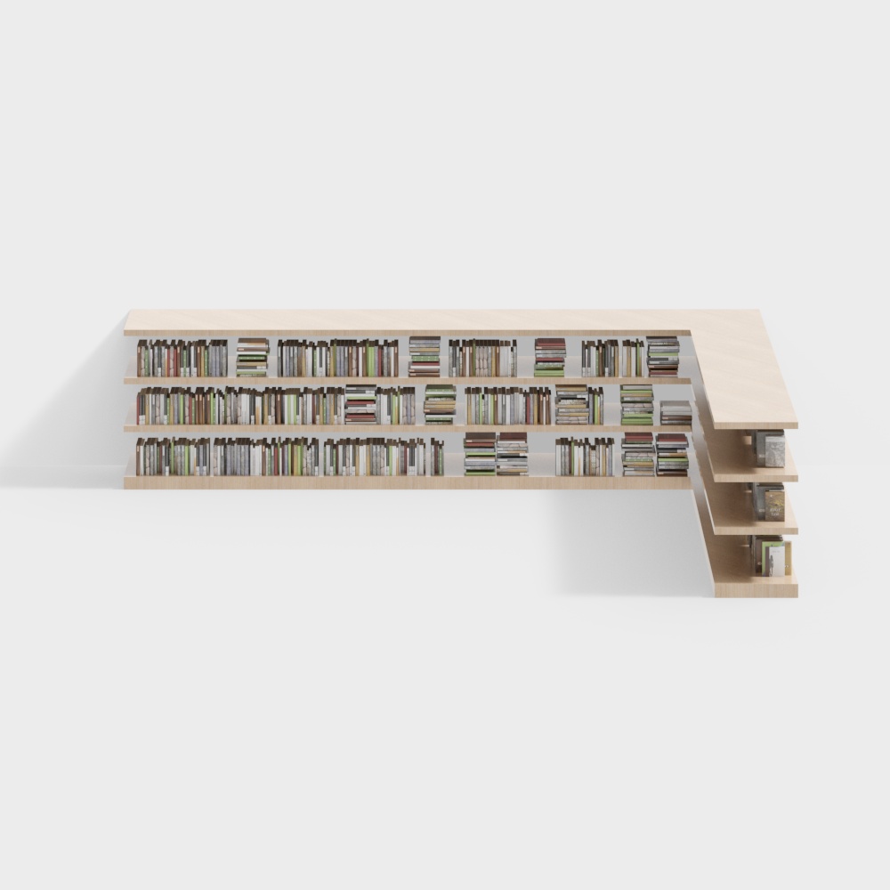 Bookstore L-shaped bookshelf