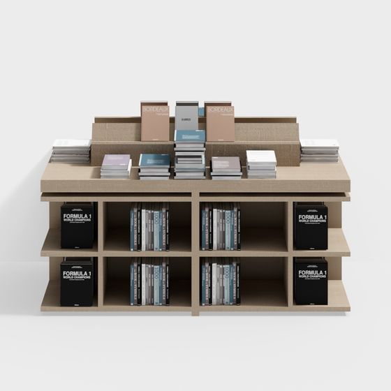 Stylish Low-Poly Bookshelf 3D model