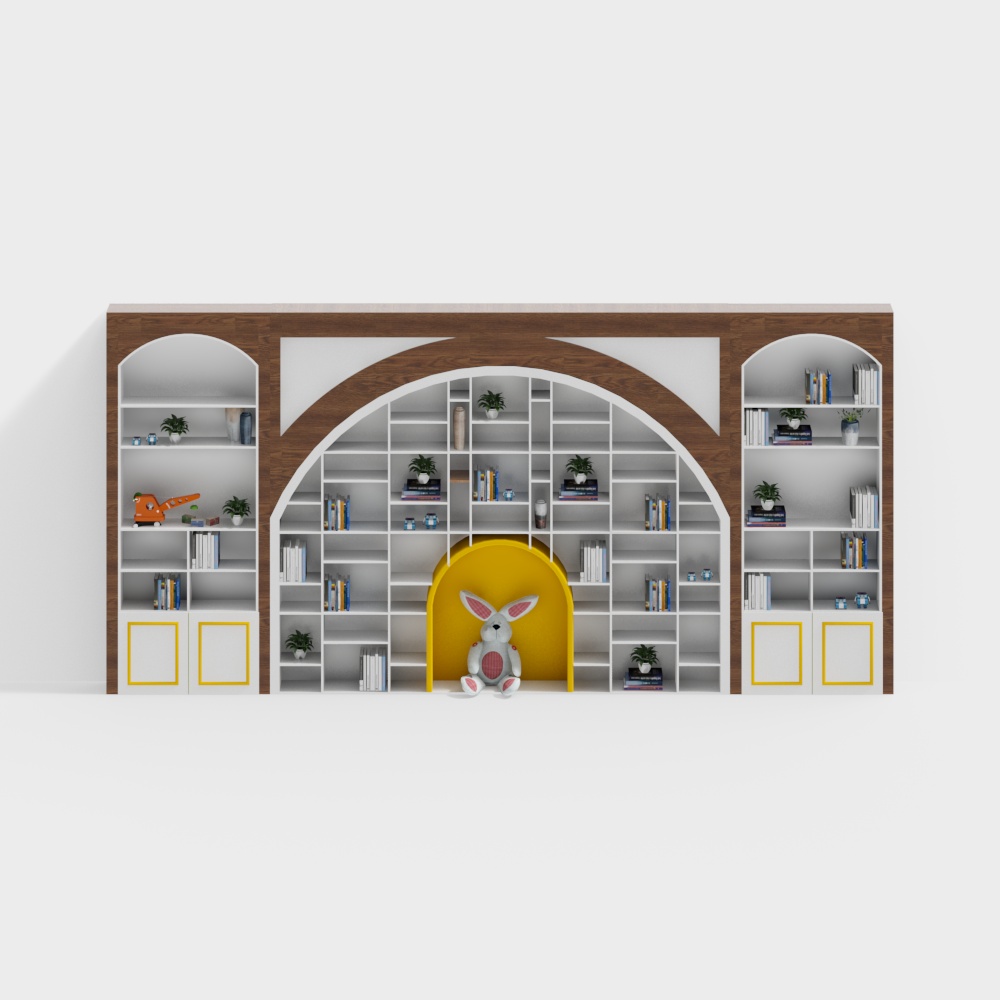 Stylish Low-Poly Bookshelf 3D model for Creative Projects