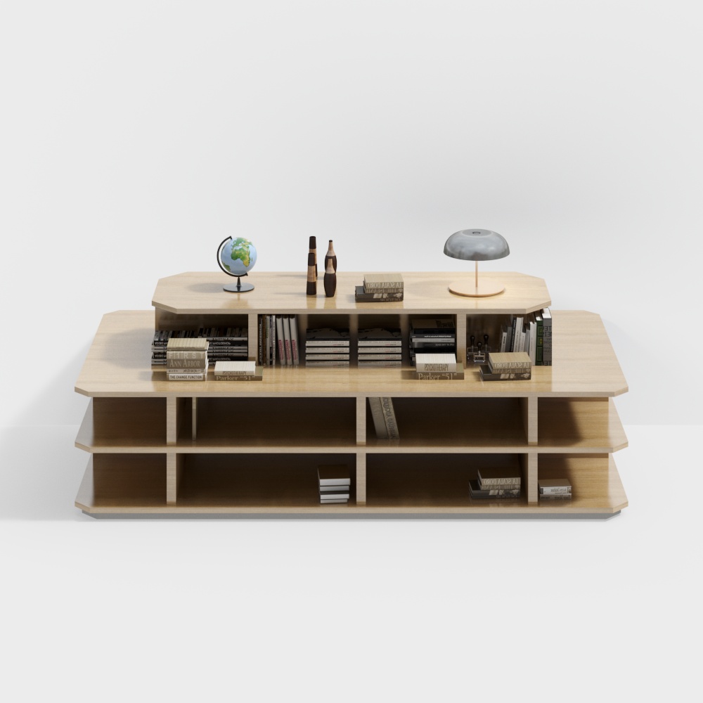 Wooden Bookshelf 3D model for Modern Interiors