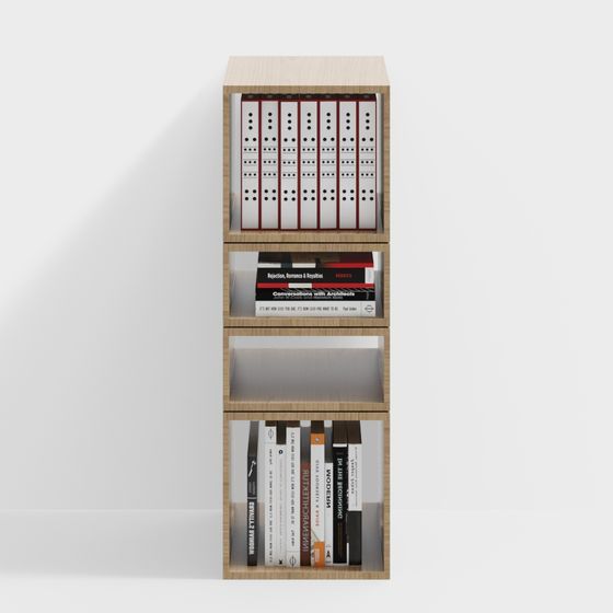 Stylish Low-Poly Bookshelf 3D model