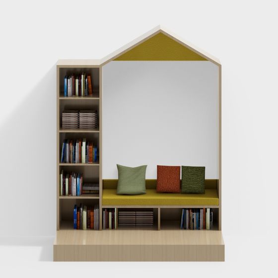 Elegant Low-Polygon Bookshelf 3D model for Creative Spaces