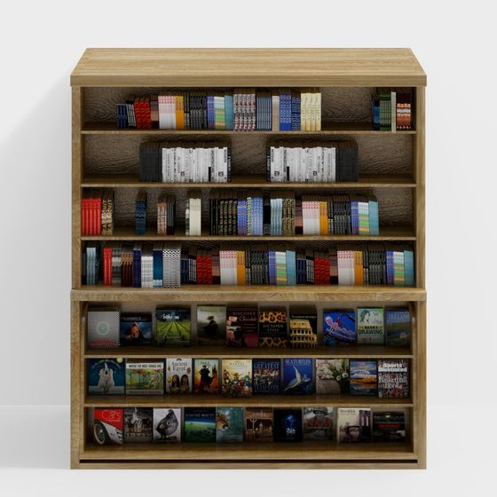 Realistic 3D Bookshelf Model for Creative Projects