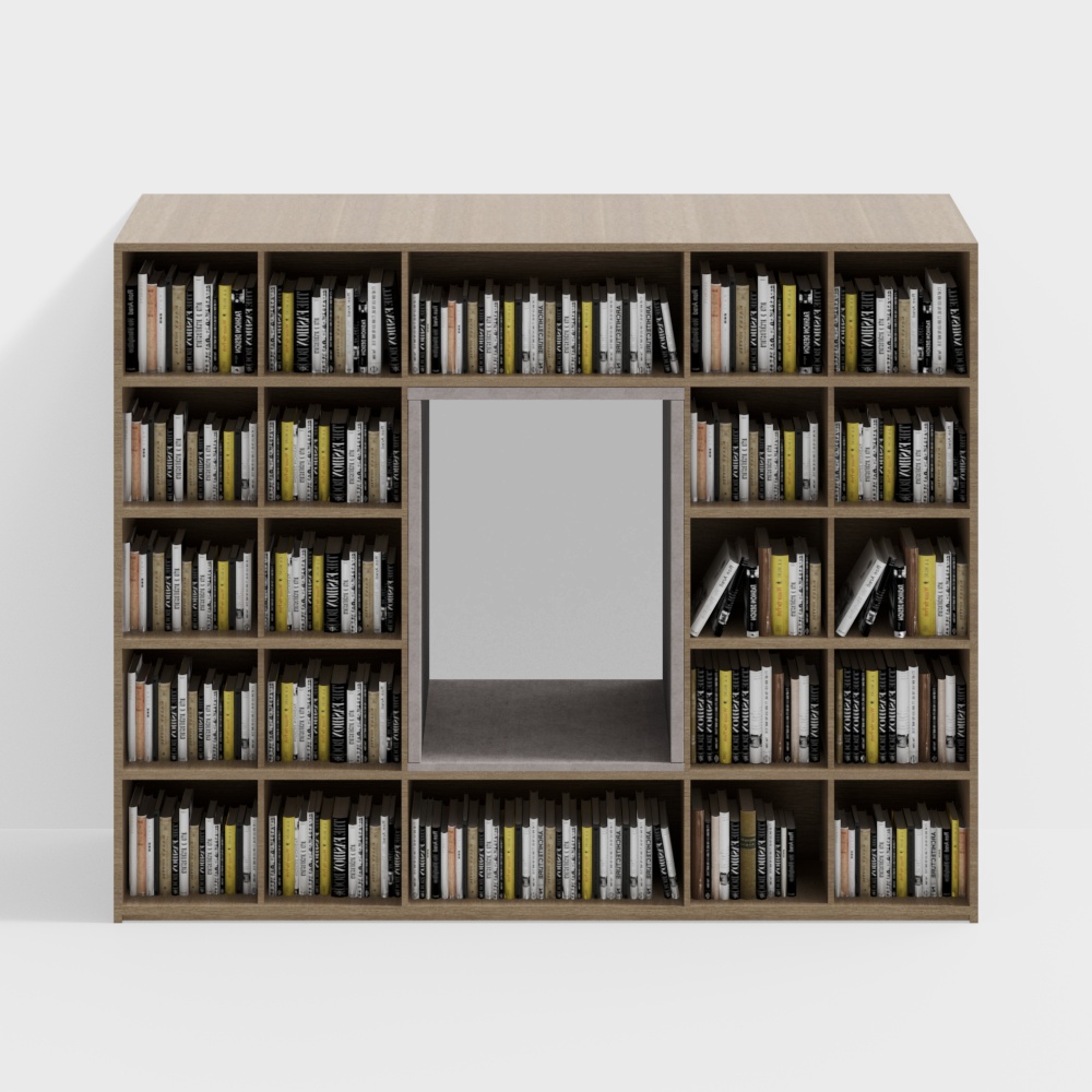 Library double-sided bookshelf with card holder