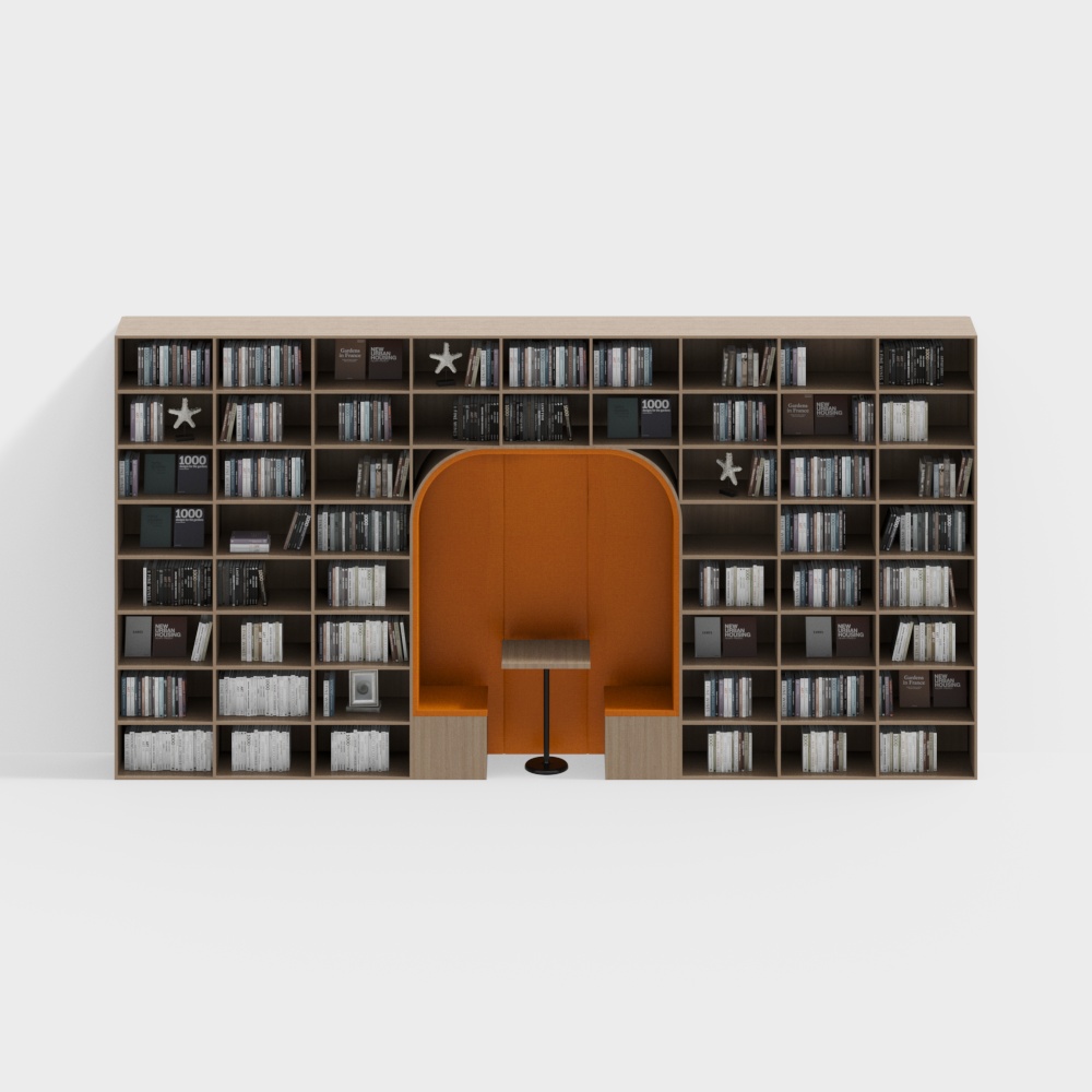 Library double deck long bookshelf