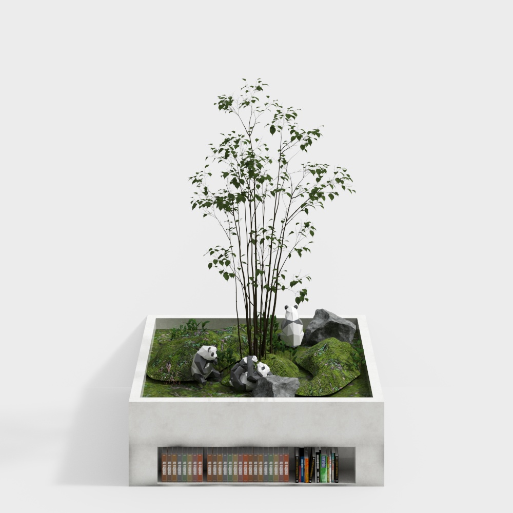 판다 장식용 정사각형 책장