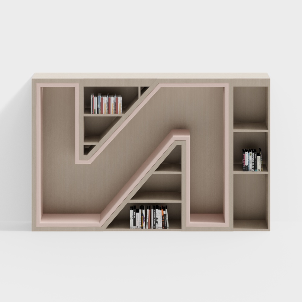 Elegant Low-Poly Bookshelf 3D model