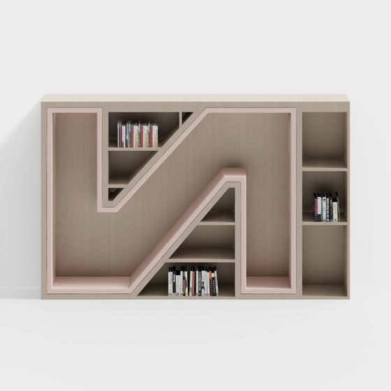Elegant Low-Poly Bookshelf 3D model