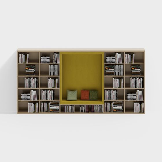 Elegant Bookshelf and Reading Corner 3D model
