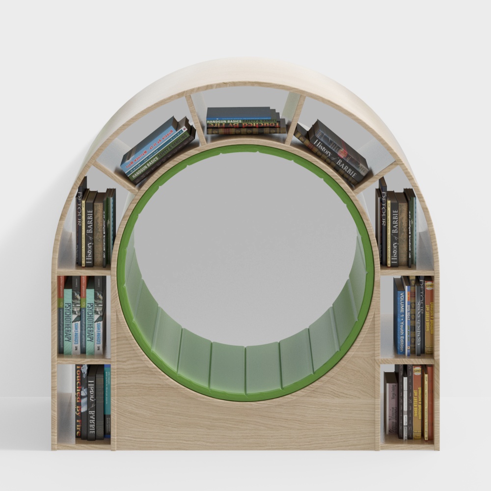 Children's round card holder bookshelf