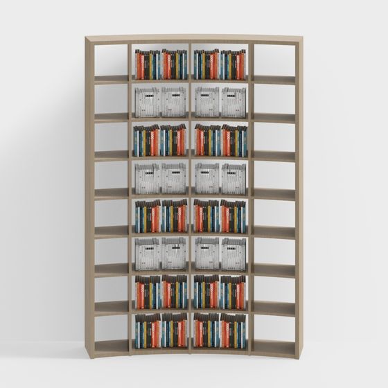 Stylish Low-Poly Bookshelf 3D model