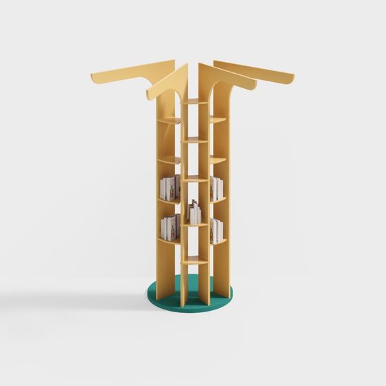 Elegant Geometric Bookshelf 3D Model for Modern Spaces