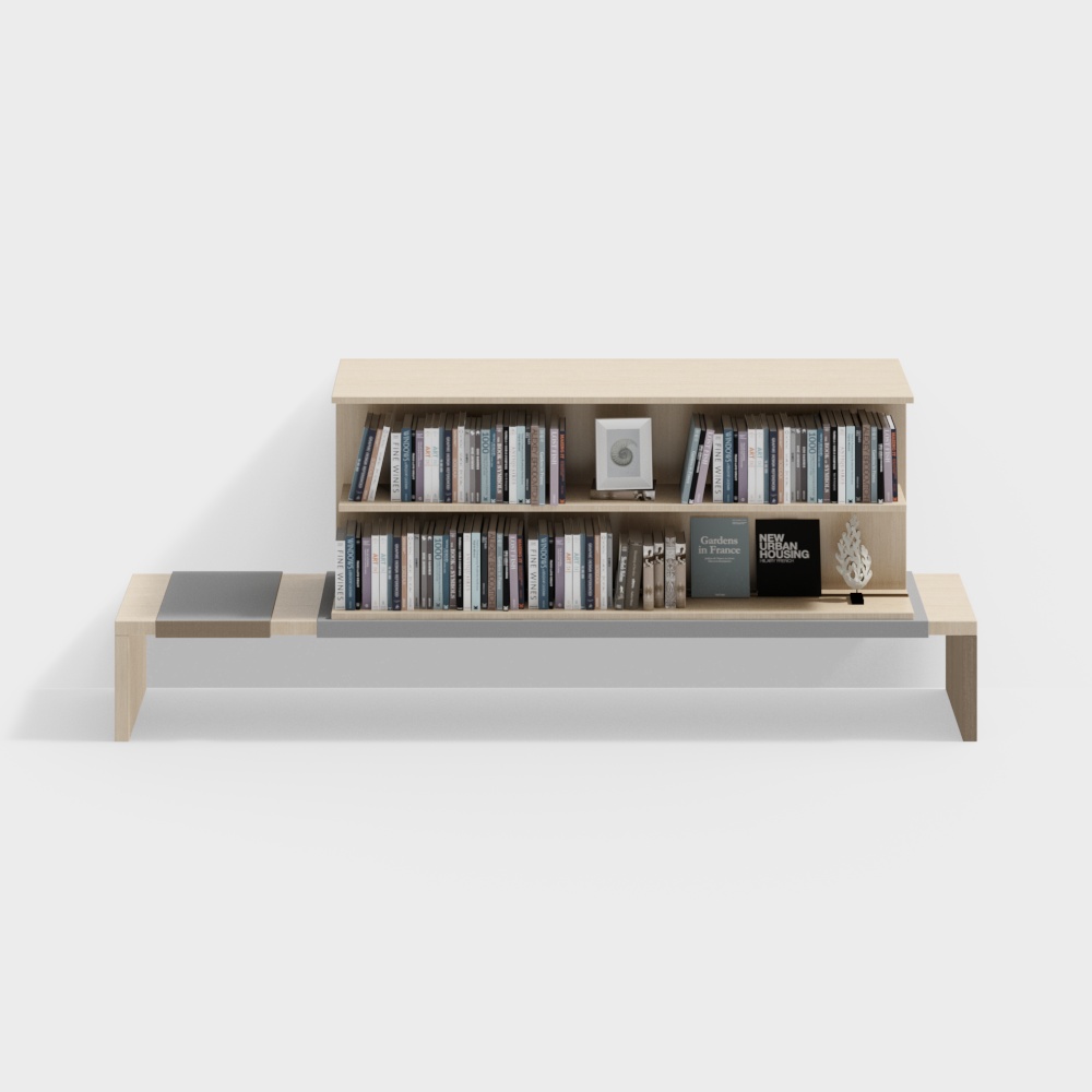 Double-layer bookshelf with reading seat