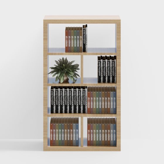 Stylish Low-Polygon Bookshelf 3D model for Modern Interiors