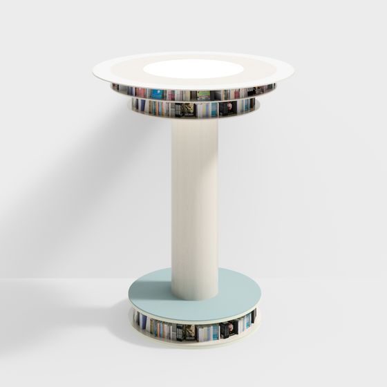 Unique Bookshelf Round Table 3D model