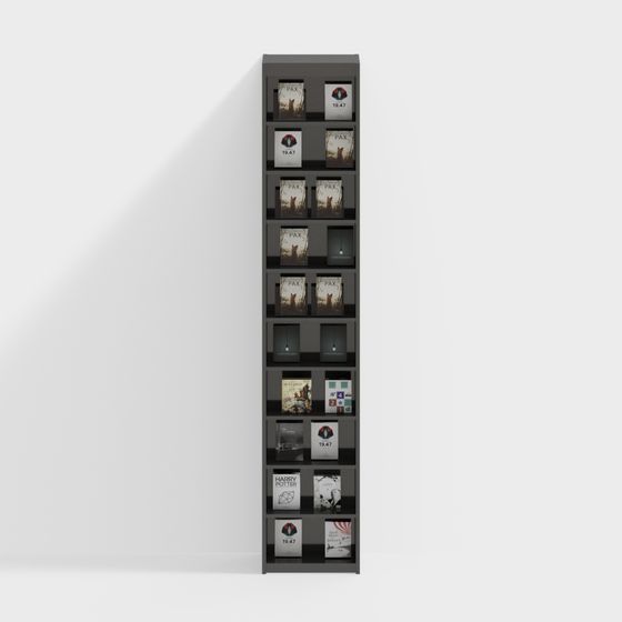 Low-Poly 3D Bookshelf Model for Modern Interiors