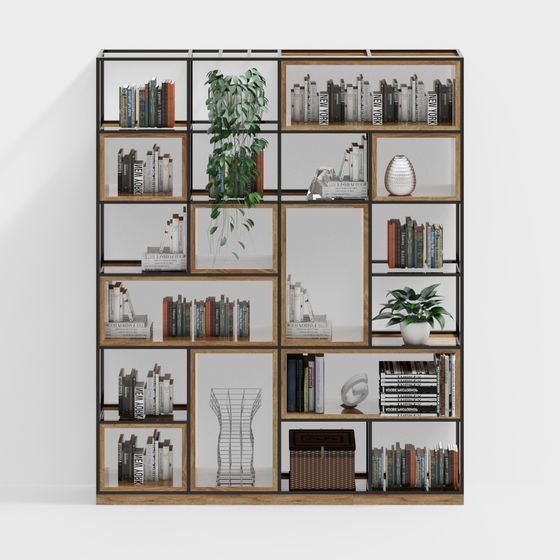 Urban Grid 3D model Bookshelf for Modern Homes