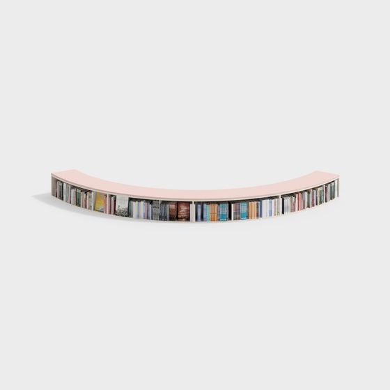 Curved Bookshelf 3D model for Modern Interiors