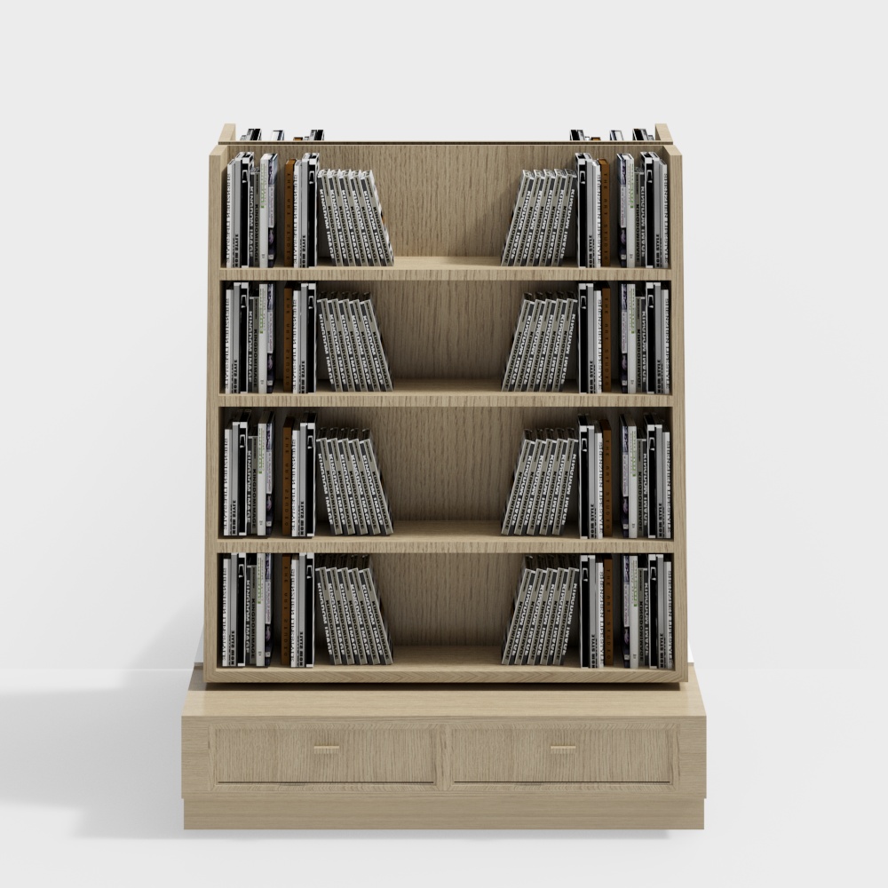 Bookstore double-sided bookshelf with drawers