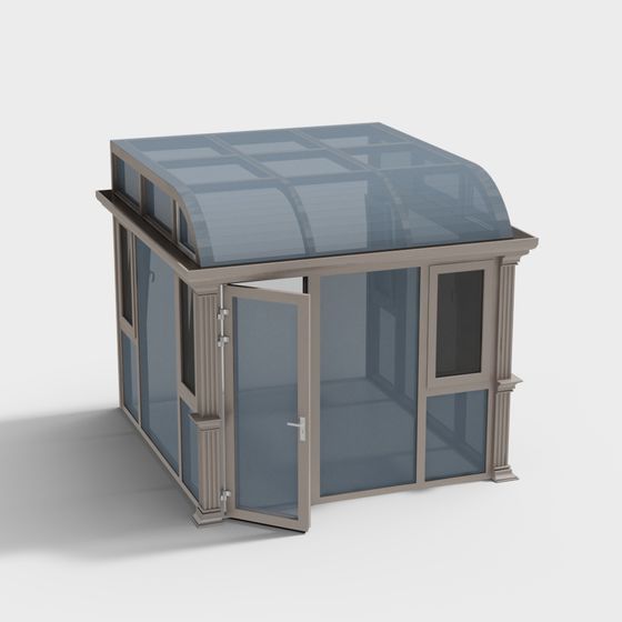 Low-Poly Glass Greenhouse 3D model