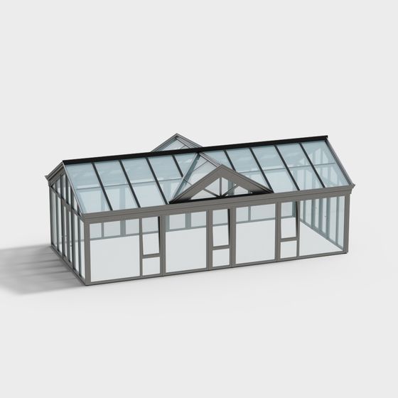 Modern Low-Poly Greenhouse 3D model