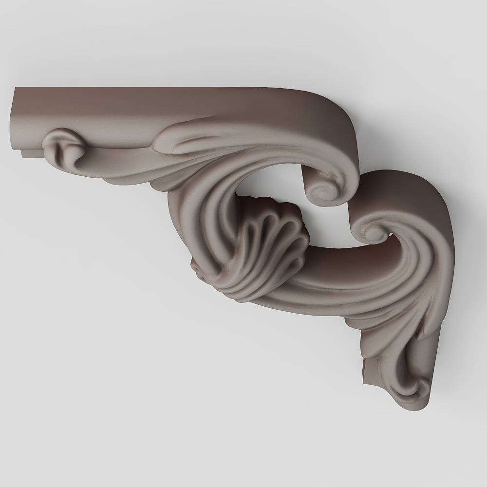 Classic beige decorative wall bracket with curved scroll design and smooth matte finish on white background