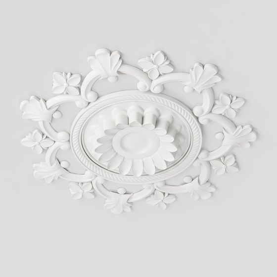 Elegant Low-Polygon Floral Ceiling Decoration 3D model