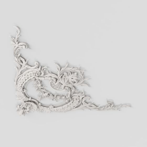 Elegant Floral Scroll 3D model for Creative Design