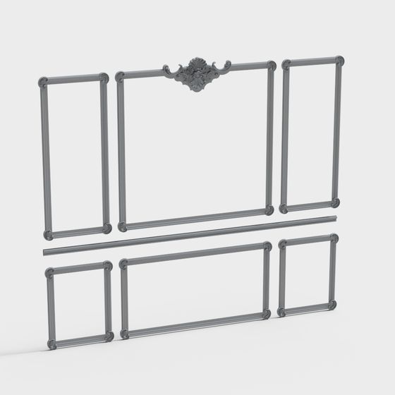 Vintage Iron Bed Headboard 3D model