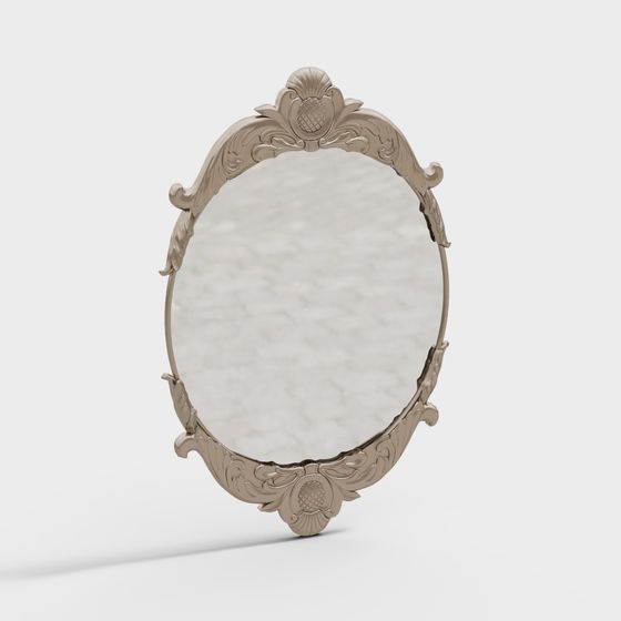 Vintage Oval Mirror 3D model for Elegant Interiors