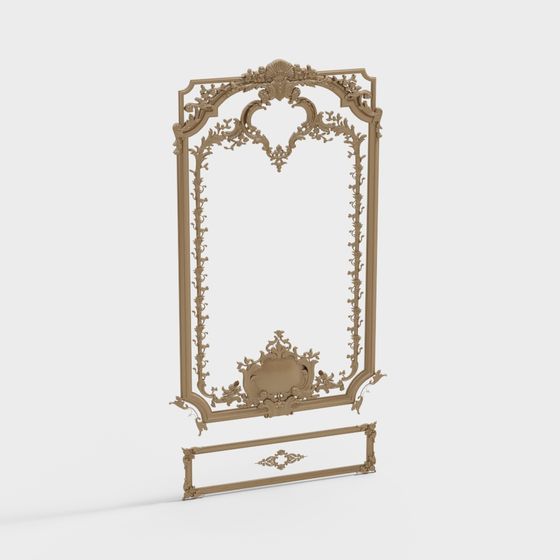 Elegant Rococo Mirror Frame 3D model