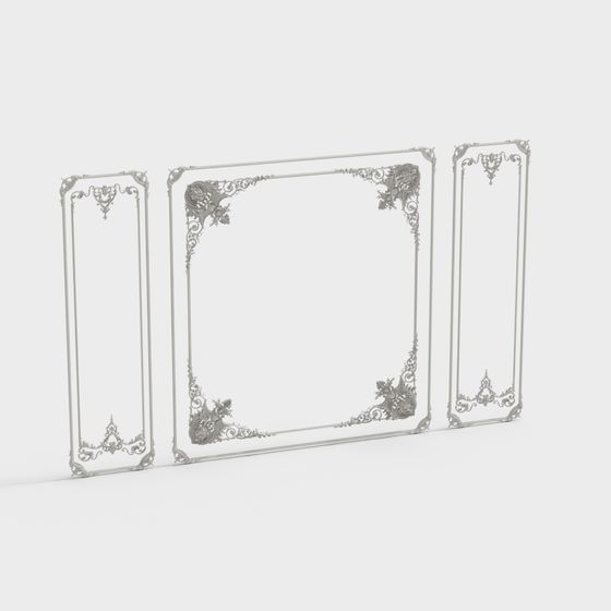 Elegant Baroque Style Decorative Panels 3D model