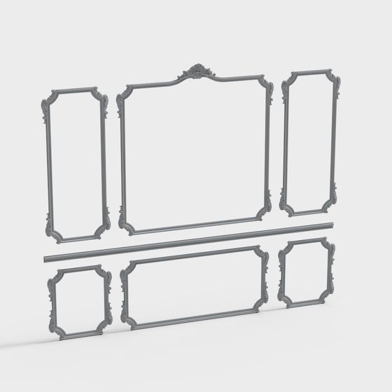 Elegant Vintage Headboard 3D model