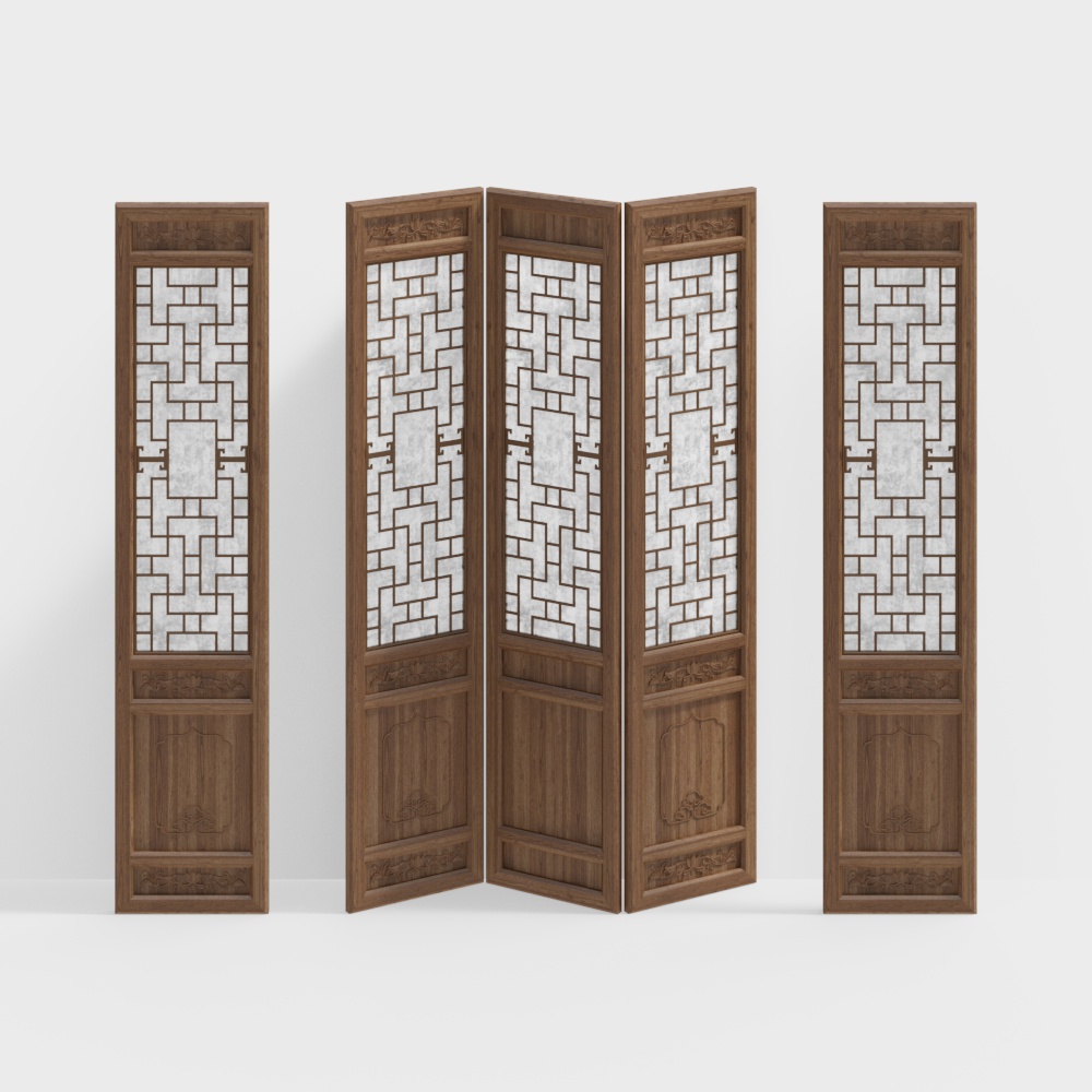 Chinese carved door partition